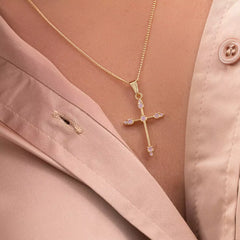 D Cruz Tubular 9 circonias ROSADO